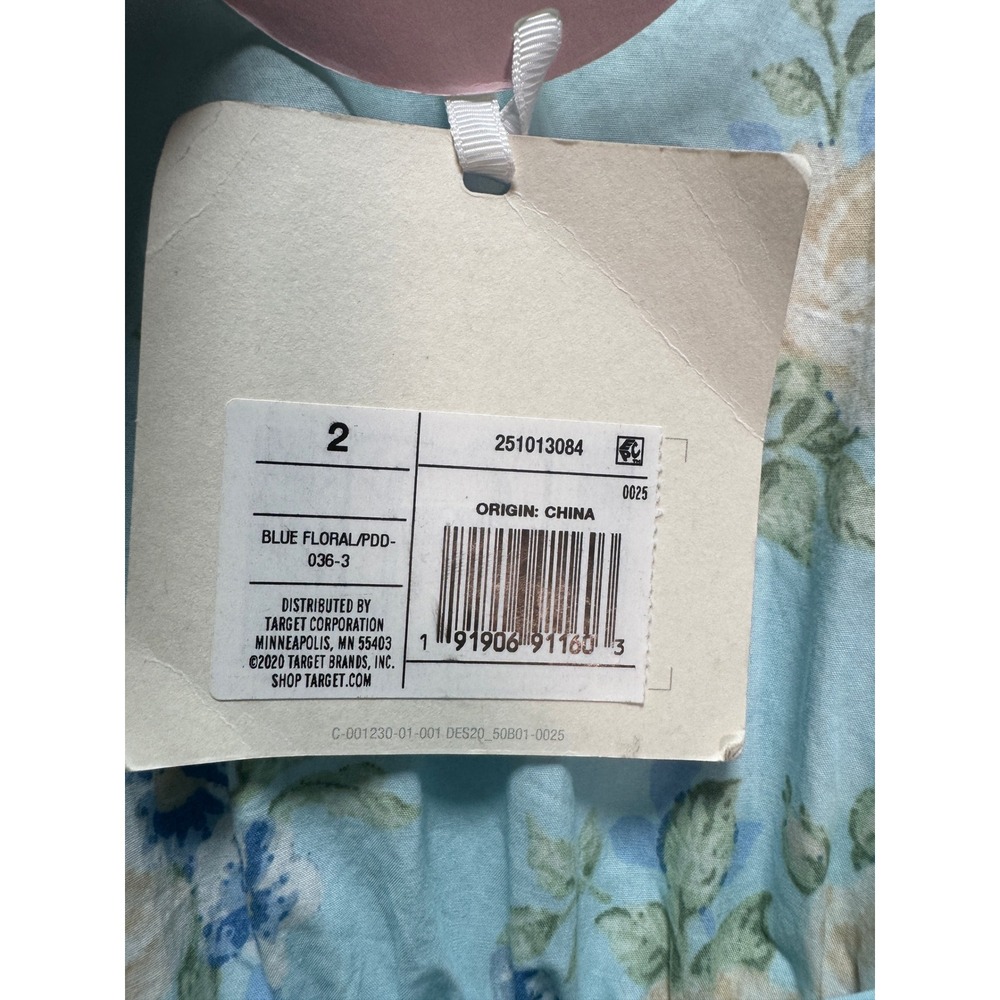 LoveShackFancy Blue‎ Floral Puff Sleeve Midi Dress Size 2 Tiered Hem for Target - Picture 9 of 12